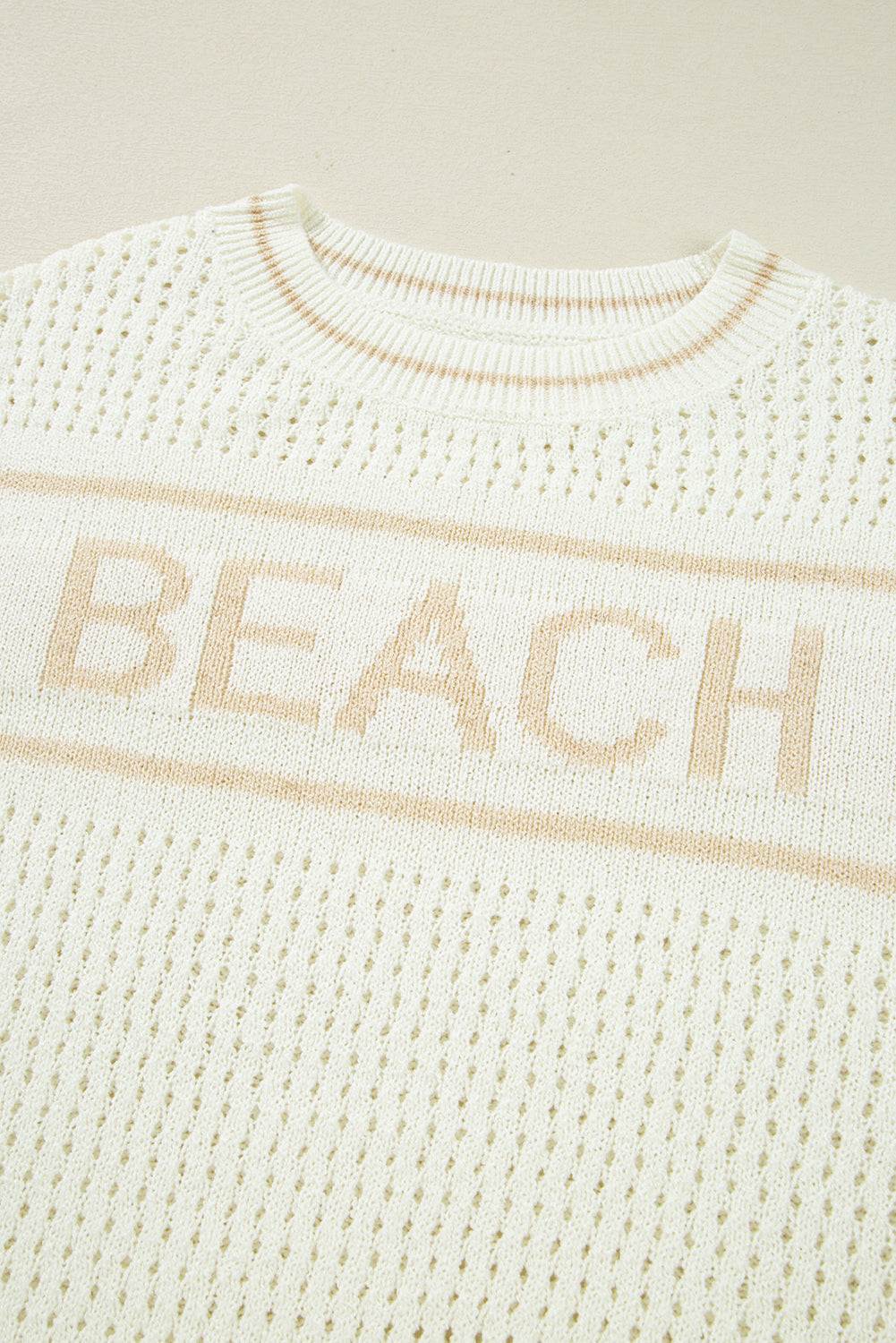 BEACH Gebreide Dolman Trui – Wit, Lichtgewicht Knitwear