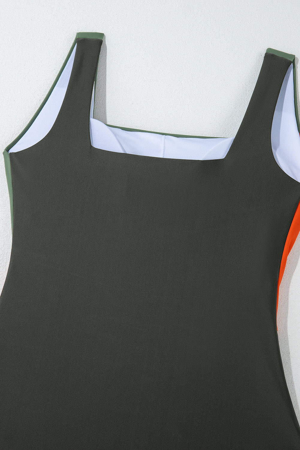 Kleurblok Zwempak met Vierkante Hals & Afneembare Cups — Groen