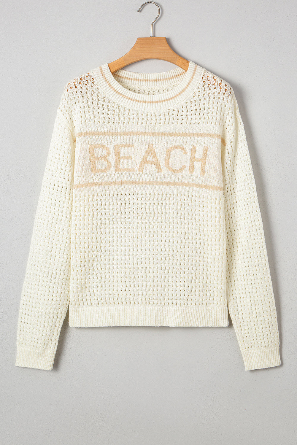 BEACH Gebreide Dolman Trui – Wit, Lichtgewicht Knitwear